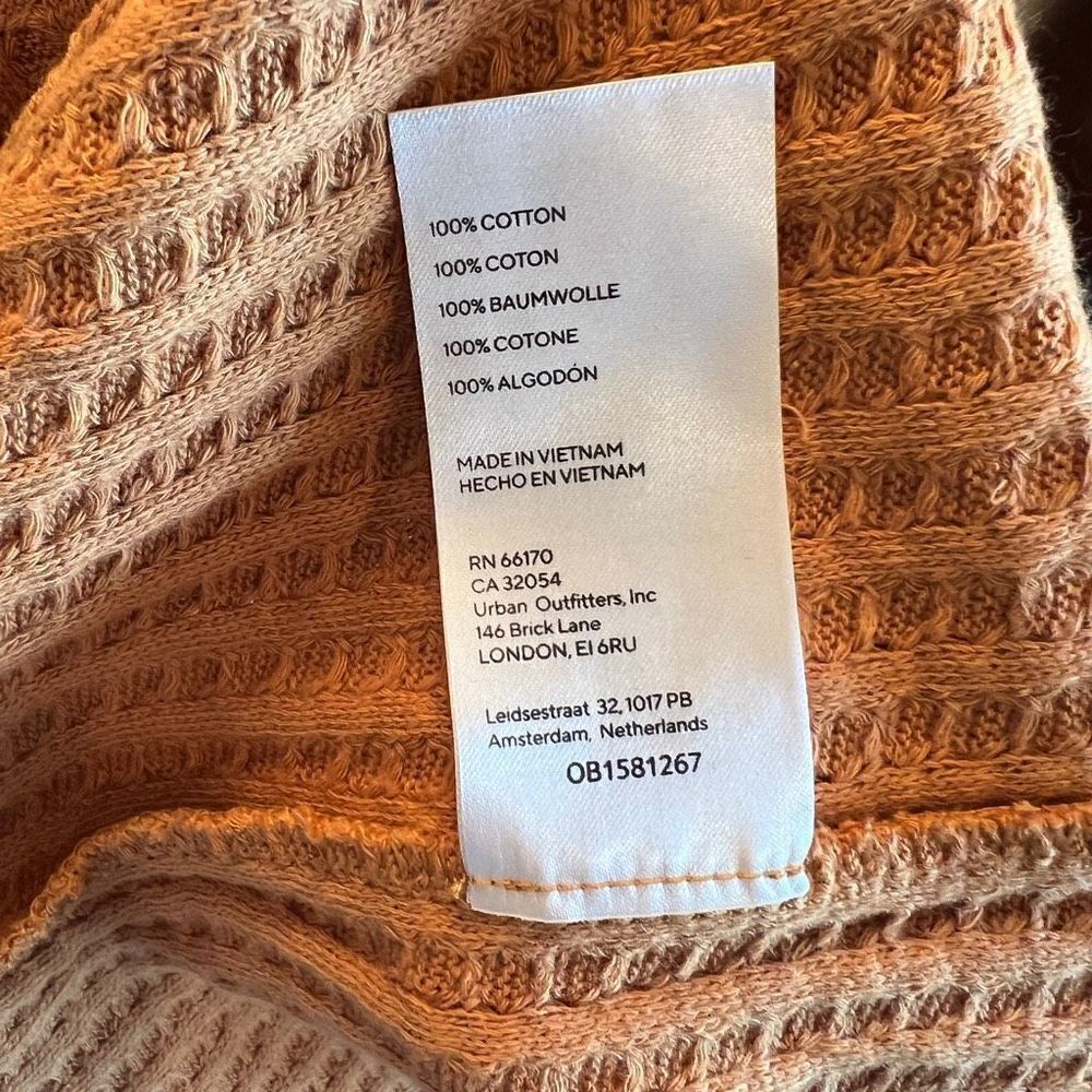 Free People Juicy Long Sleeve Cowl Neck Waffle Knit Split Back Top Mustard Sweat - Picture 10 of 16